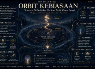 Infografik Orbit Kebiasaan: Lintasan Default dan Tarikan Balik Sistem Sunyi